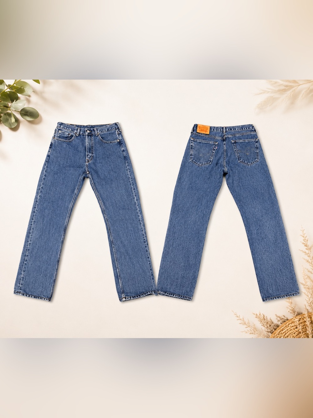 Levi's 505 Regular Fit Straight Leg Jeans Blue Denim W32 L34 Vintage Aesthetic